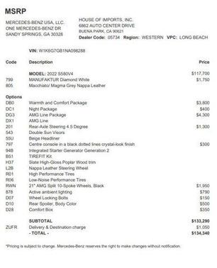 2022 Mercedes-Benz S-Class S 580 4MATIC