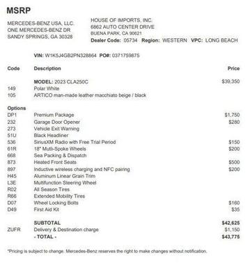 2023 Mercedes-Benz CLA 250 Base