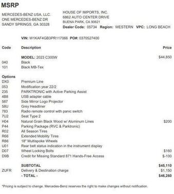 2023 Mercedes-Benz C-Class C 300