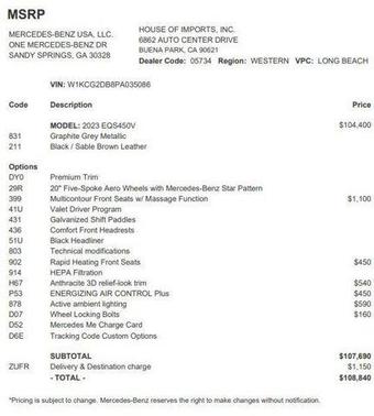 2023 Mercedes-Benz EQS 450 4MATIC