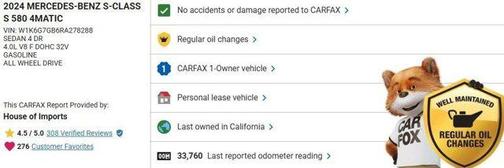 2024 Mercedes-Benz S-Class S 580 4MATIC