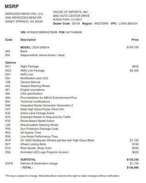 2024 Mercedes-Benz S-Class S 580 4MATIC