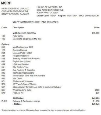 2025 Mercedes-Benz GLB 250 Base