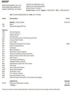 Black 2025 Mercedes-Benz C-Class C 300