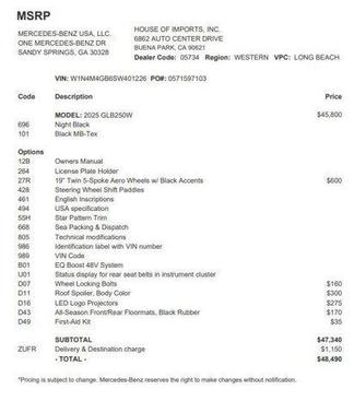 2025 Mercedes-Benz GLB 250 Base