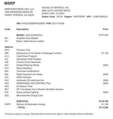 2023 Mercedes-Benz EQS 450 4MATIC