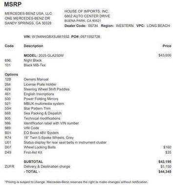 2025 Mercedes-Benz GLA 250 4MATIC