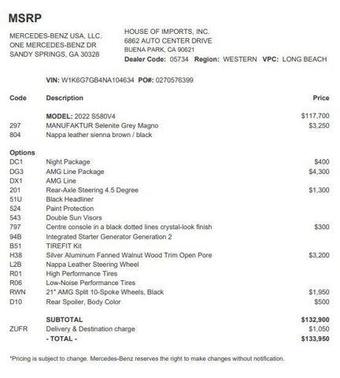 2022 Mercedes-Benz S-Class S 580 4MATIC