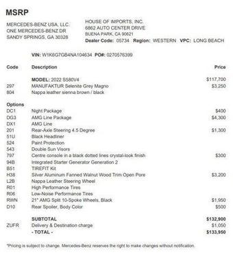 2022 Mercedes-Benz S-Class S 580 4MATIC