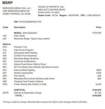 2023 Mercedes-Benz EQS 450 4MATIC