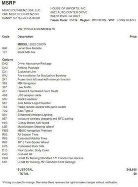 Lunar Blue Metallic 2022 Mercedes-Benz C-Class Sedan