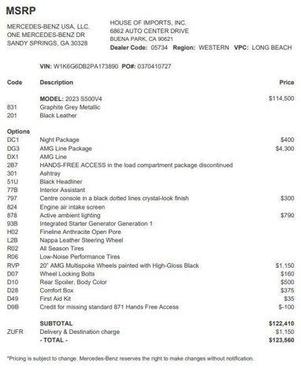 2023 Mercedes-Benz S-Class S 580 4MATIC