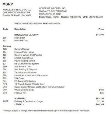 2025 Mercedes-Benz GLA 250 4MATIC