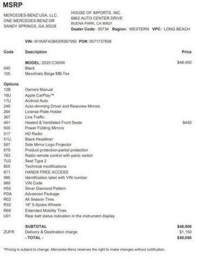 Black 2025 Mercedes-Benz C-Class C 300