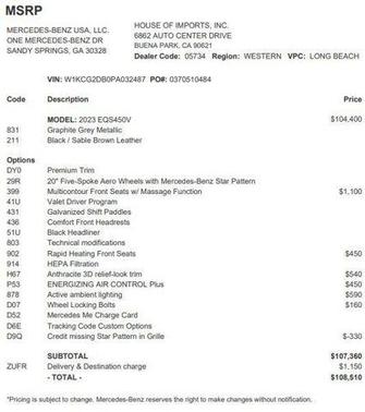 2023 Mercedes-Benz EQS 450 4MATIC