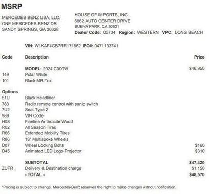 2024 Mercedes-Benz C-Class C 300