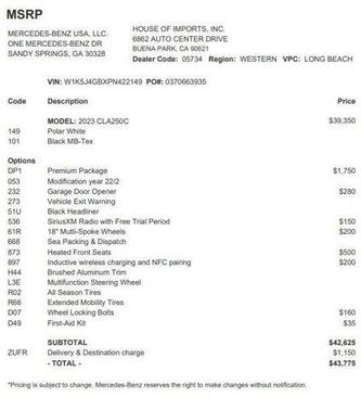 2023 Mercedes-Benz CLA 250 Base