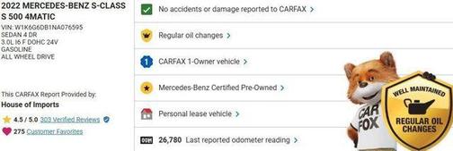 2022 Mercedes-Benz S-Class S 580 4MATIC