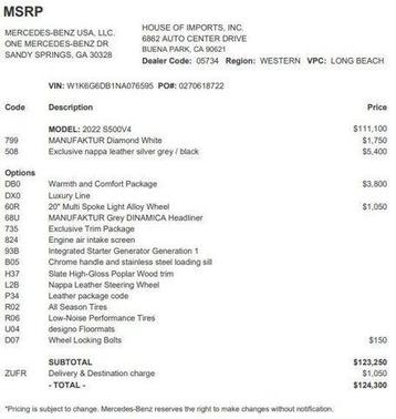 2022 Mercedes-Benz S-Class S 580 4MATIC