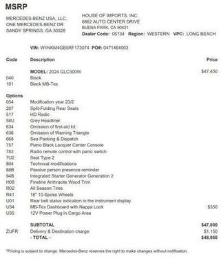 Black 2024 Mercedes-Benz GLC 300 Base