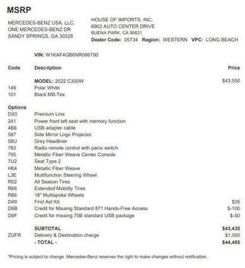 2022 Mercedes-Benz C-Class C 300