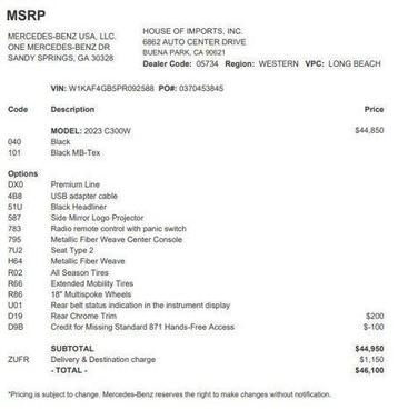 2023 Mercedes-Benz C-Class C 300