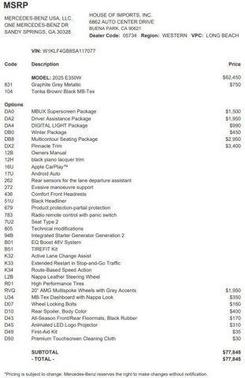 2025 Mercedes-Benz E-Class E 350