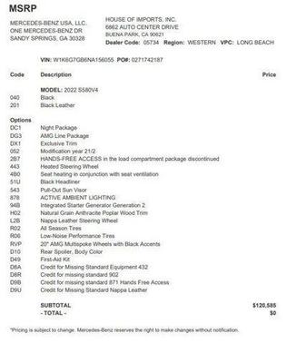 Black 2022 Mercedes-Benz S-Class 4MATIC