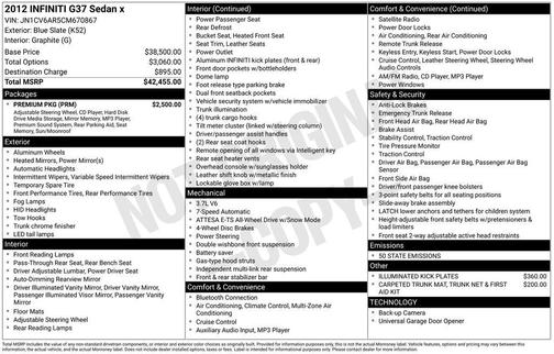 2012 INFINITI G37x Base