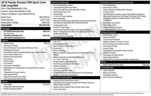 2016 Toyota Tacoma TRD Sport