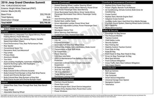 2016 Jeep Grand Cherokee Summit