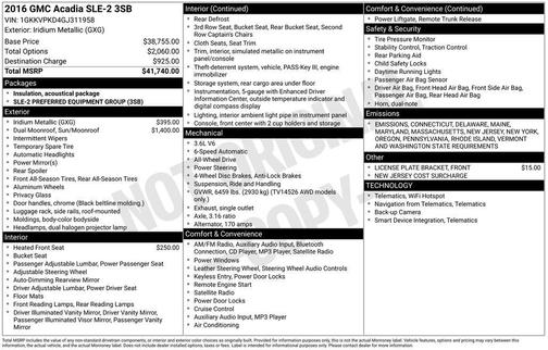 2016 GMC Acadia SLE-2