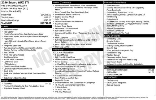 2016 Subaru WRX STI Base