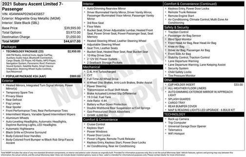 2021 Subaru Ascent Limited 7-Passenger