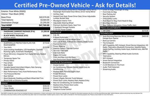 Pure White 2023 Volkswagen Atlas 3.6 SE w/ Technology