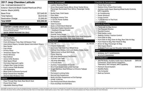 Diamond Black Crystal Pearlcoat 2017 Jeep Cherokee Latitude