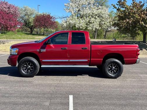 Flame Red Clear Coat/Light Khaki Metallic Clear Coat 2008 Dodge Ram 2500 Laramie Quad Cab