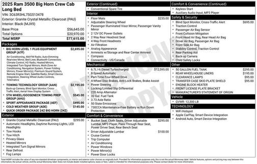 2025 RAM 3500 Big Horn Crew Cab 4x4 8' Box