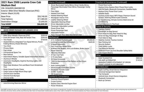 2021 RAM 2500 Laramie Crew Cab 4x4 6'4' Box