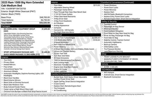 2025 RAM 1500 Big Horn/Lone Star