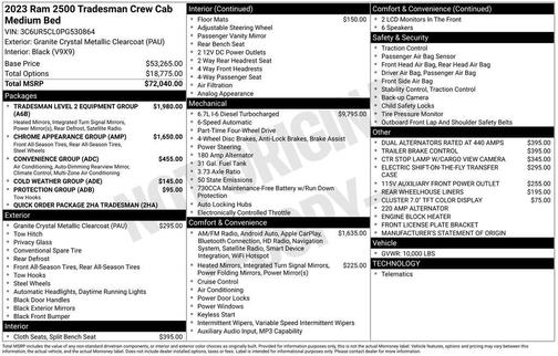 2023 RAM 2500 Tradesman Crew Cab 4x4 6'4' Box