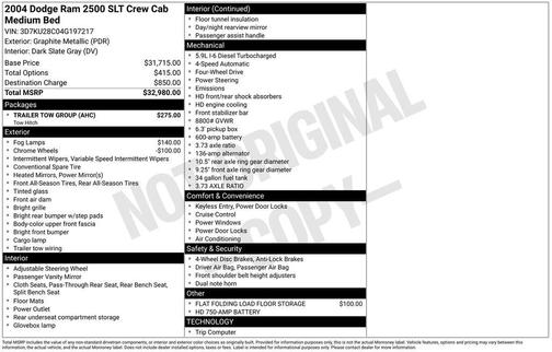2004 Dodge Ram 2500 SLT Quad Cab
