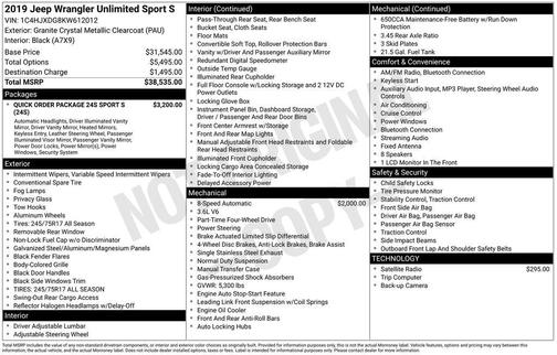 2019 Jeep Wrangler Unlimited Sport