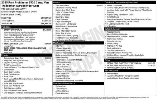 2025 RAM ProMaster 2500 Tradesman
