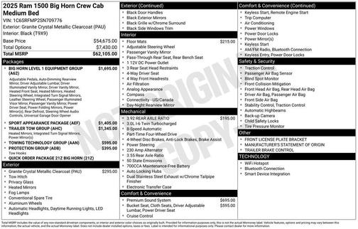2025 RAM 1500 Big Horn/Lone Star
