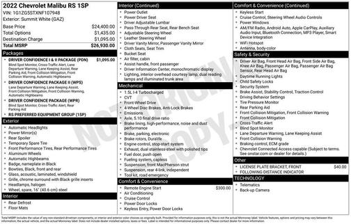 2022 Chevrolet Malibu FWD RS