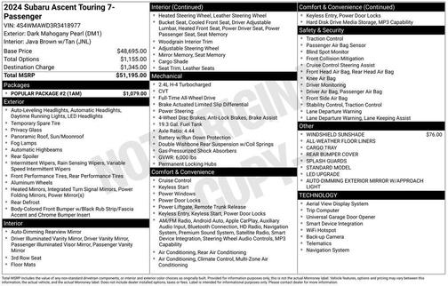 2024 Subaru Ascent Touring 7-Passenger