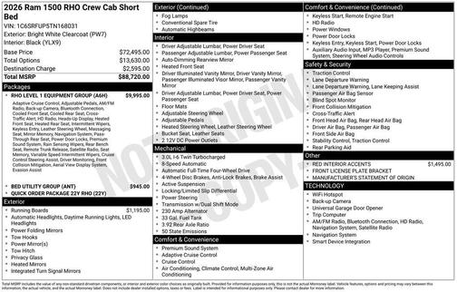 2026 RAM 1500 RHO Crew Cab 4x4 5'7' Box