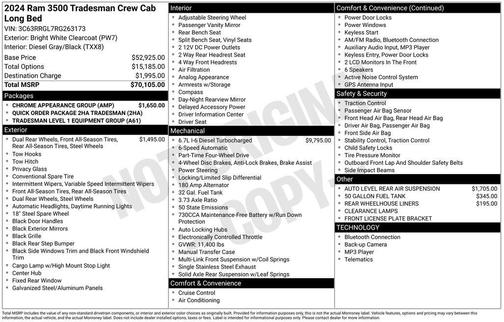2024 RAM 3500 Tradesman Crew Cab 4x4 8' Box