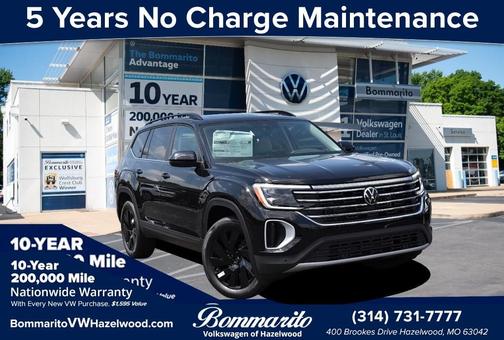 Deep Black Pearl 2026 Volkswagen Atlas 2.0T SE W/TECHNOLOGY